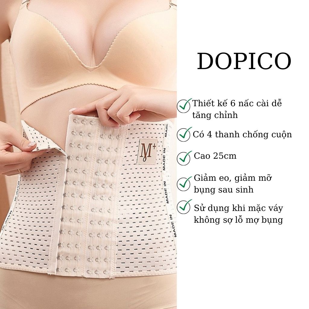 Đai nịt bụng giảm mỡ sau sinh cao 25cm có lỗ thông hơi thoáng khí DOPICO N9999