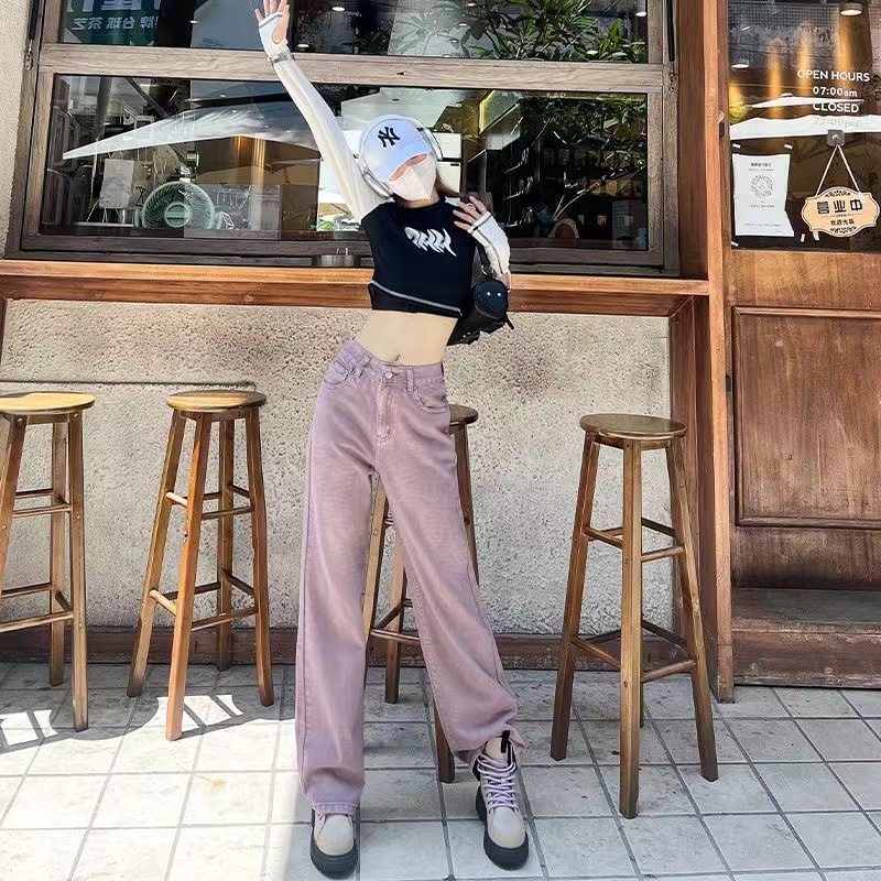 Quần Jeans Nữ Ống Rộng Lưng Cao Thời Trang Hàn Quốc