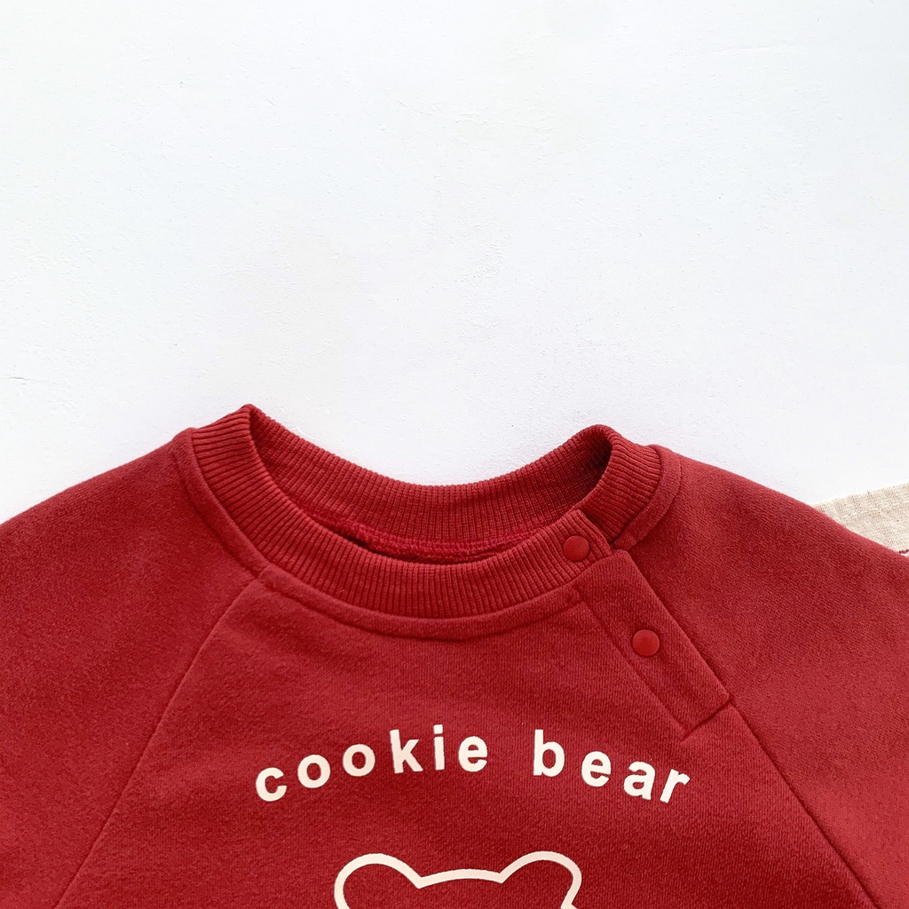 Dễ Thương Bộ Áo Liền Quần Tay Dài In Hình Gấu Hoạt Hình Cho Bé Trai / Gái Sơ Sinh