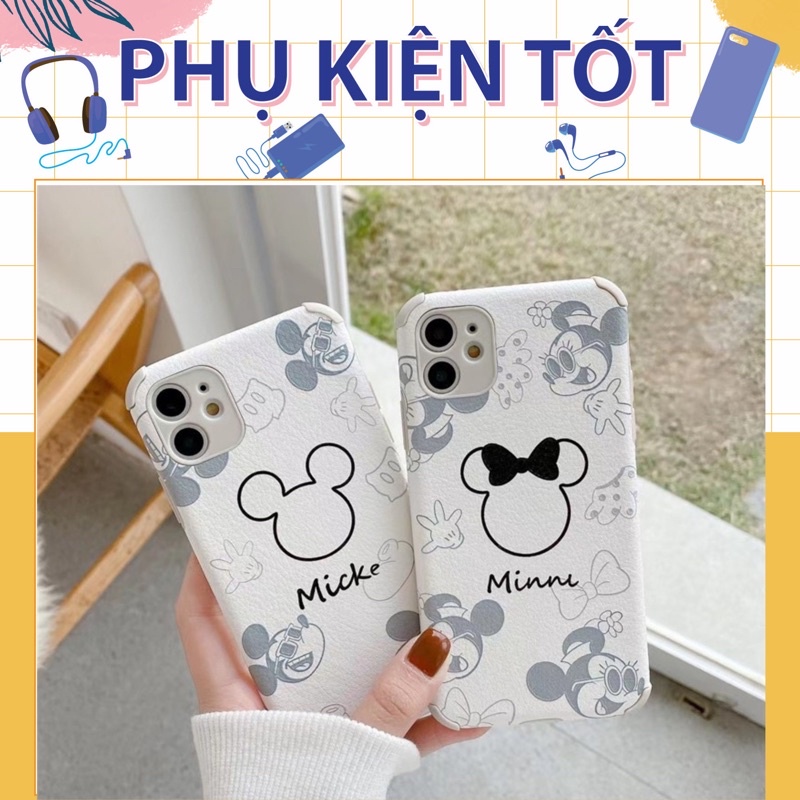 Ốp Lưng Case IPhone Mặt Da Trong Dẻo Mickey&Minne Chống Trầy Chống Sốc Cho IPhone Từ 6/6g Đến 12 Promax