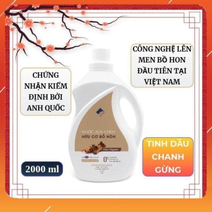 Nước rửa chén hữu cơ Bồ hòn Chanh gừng 2000ml, Nước rửa bát hữu cơ Ecocare .