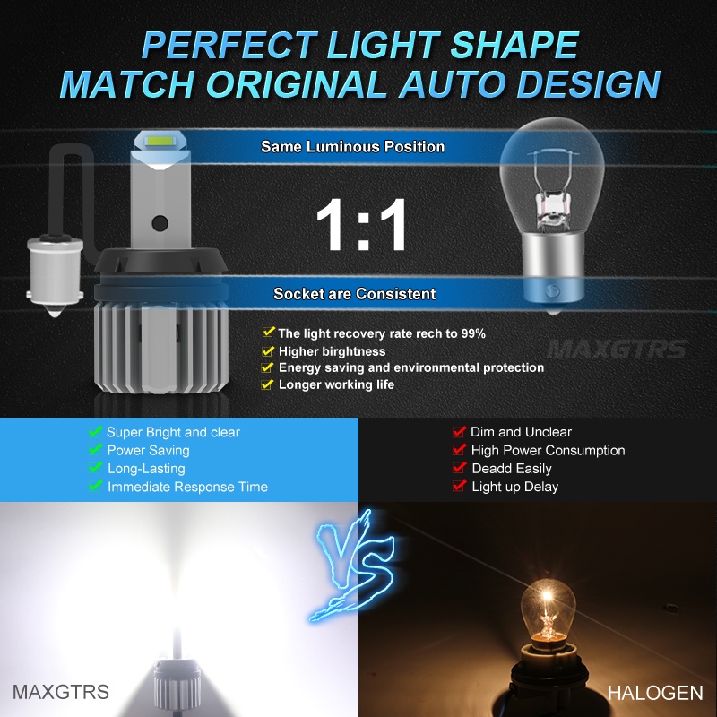 Chip Đèn LED Đuôi Xe Hơi MAXGTRS 2x 1156 BA15S 7440 W21W 7443 W21 / 5W T15 W16W 921 912 Canbus 1860 6000K