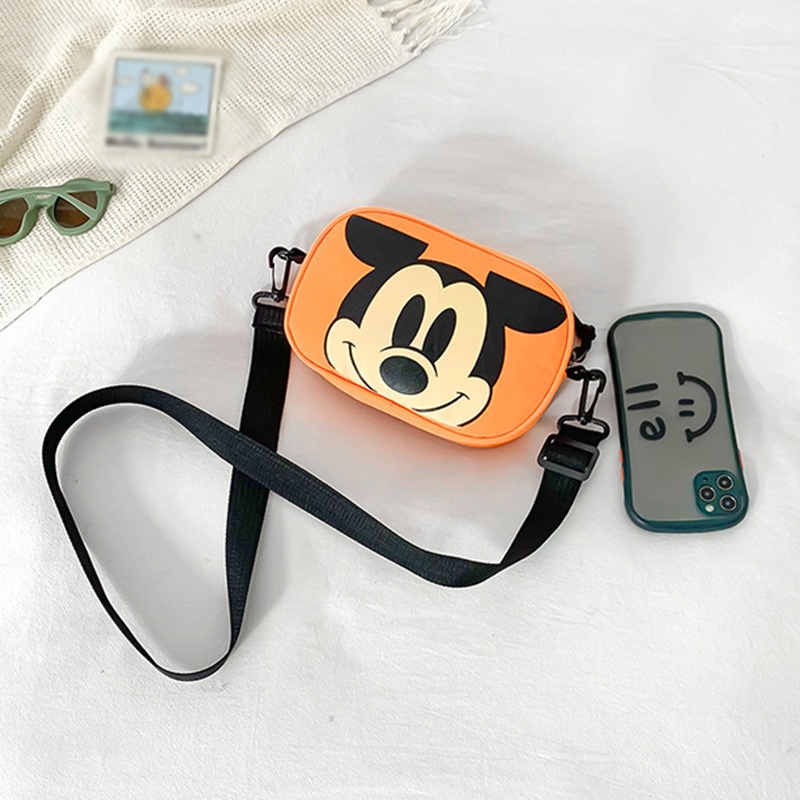 Túi Đeo Chéo Vải Canvas Mini Hình Chuột Mickey Dễ Thương Cho Bé