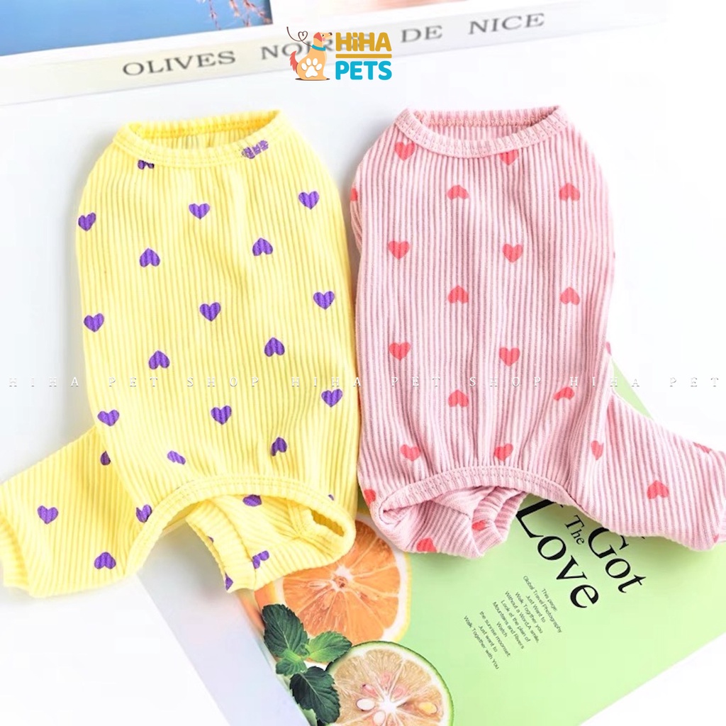 Quần Áo Cho Chó Mèo 4 Chân Chất Liệu Thun Cotton Quần Áo Thú Cưng Jump Hình Tim Dễ Thương Hihapet.