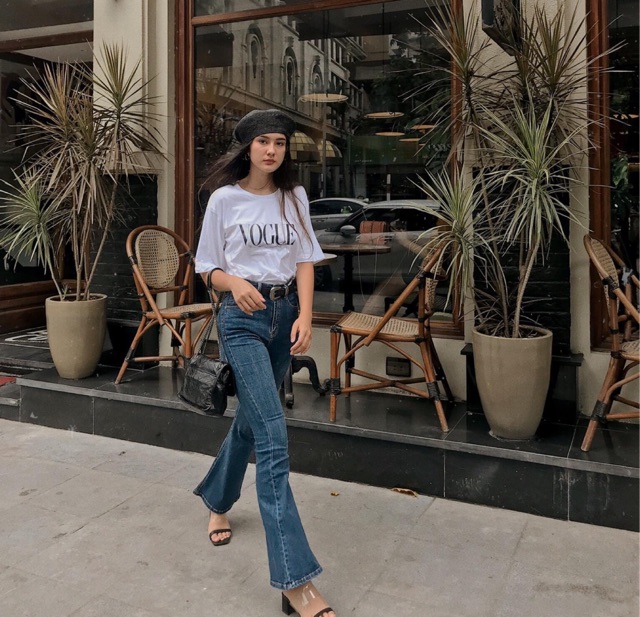Quần loe lưng cao dáng dài siêu sang