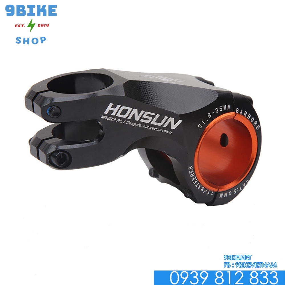 Pô tăng stem xe đạp nhôm CNC HonSun -17 độ 31.8 x 70mm