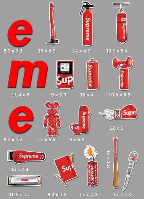 Bộ 36 hình dán Supreme loại lớn