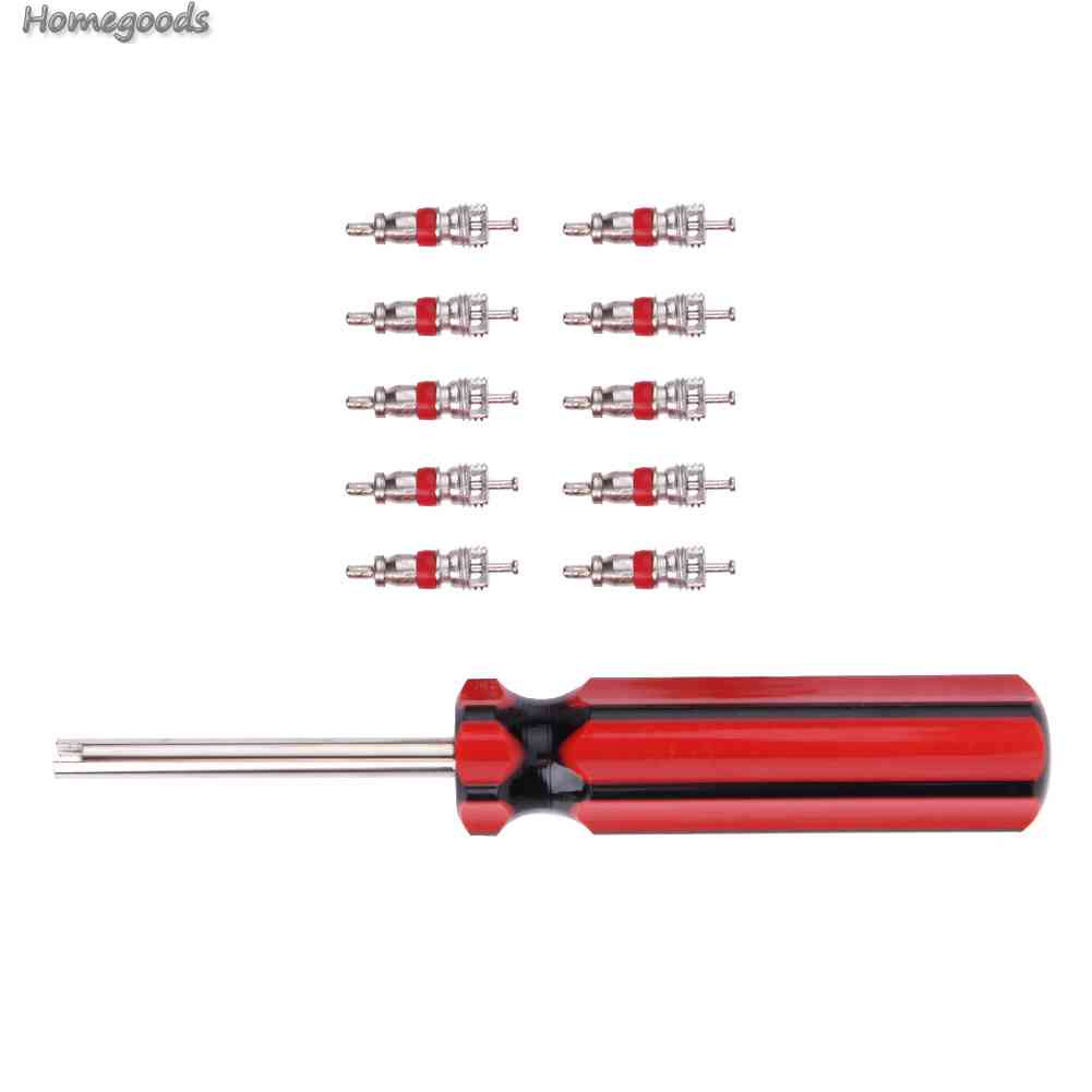 Bộ 10 Lõi Van Bánh Xe Kèm Dụng Cụ Tháo Gỡ Tiện Dụng Cho Xe Hơi / Xe Máy / Xe Đạp
