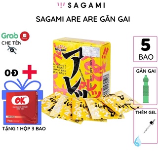 Bao cao su Sagami Are Are GÂN GAI 5 bao/hộp thêm Gel chống tuột kéo dài thời gian