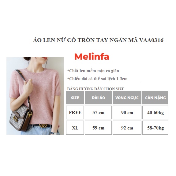 Áo len mongtoghi nữ cổ tròn ngắn tay hiện đại trẻ trung len dệt kim mềm mịn co giãn dán mã VAA0316
