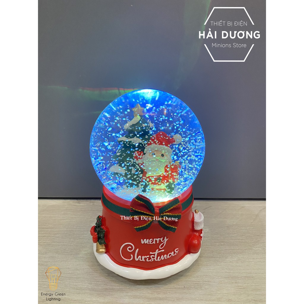 15 mẫu - Quả cầu tuyết phát nhạc ông già noel và chú tuần lộc tặng pin  - Có video - Size to nhất