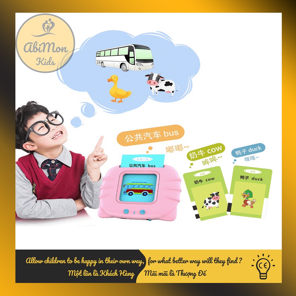 Máy Đọc Thẻ Từ Vựng Anh - Việt Cho Bé (224 từ - sạc pin) ☘️ Montessori ✨ (Đồ chơi Giáo Dục - An toàn - Thông minh)