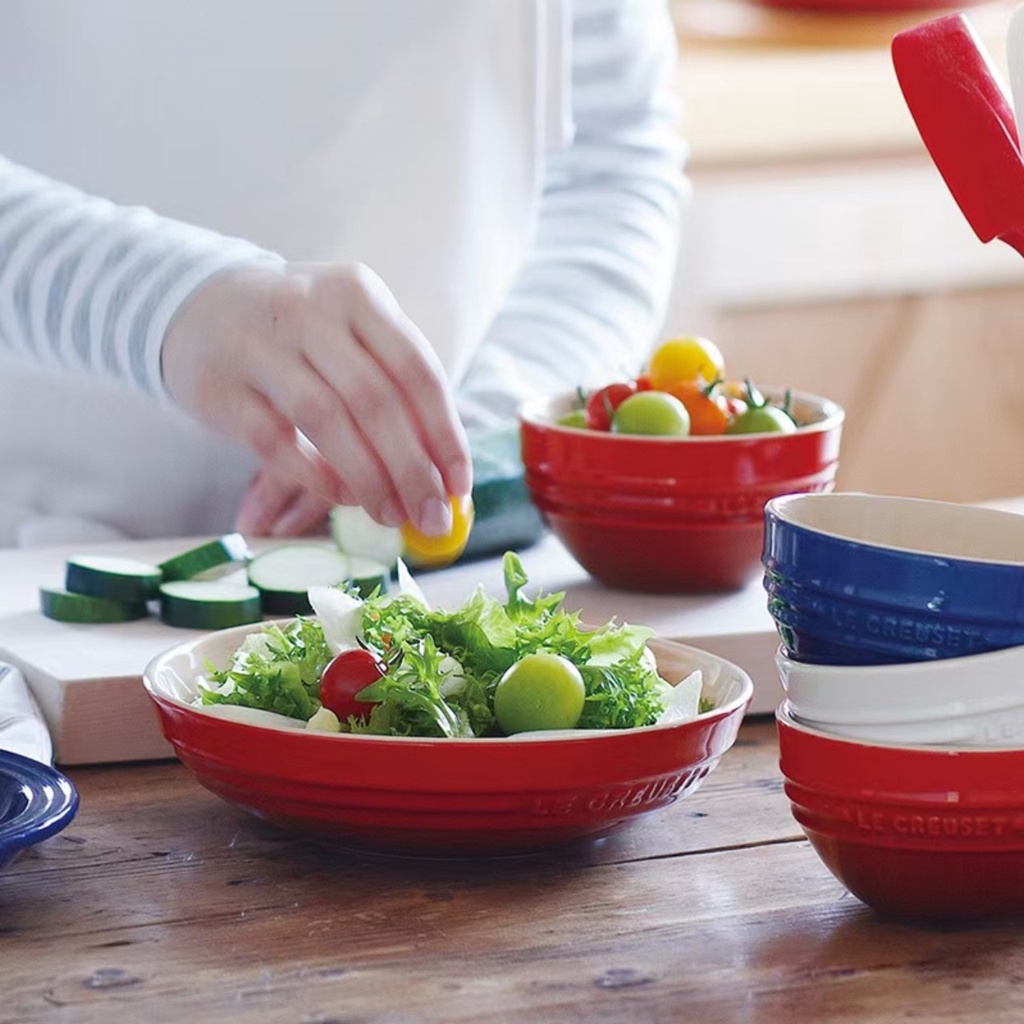 Đĩa sâu lòng le creuset 20cm đĩa sâu dùng decor trang trí bàn ăn đựng các món salad, món xào đẹp mắt tăng vị giác món ăn