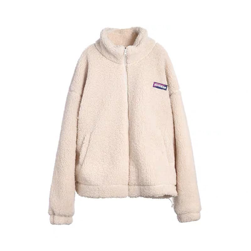 Áo lông cừu nam nữ tay dài cổ cao xinh xắn 2 màu trắng đen thời trang vintage ,Áo khoác mùa đông - METSHOP