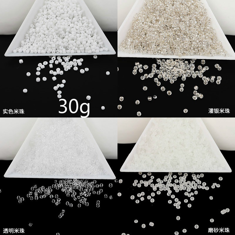 Gói 30g Hạt Thủy Tinh Trắng 2mm Làm Trang Sức Thủ Công