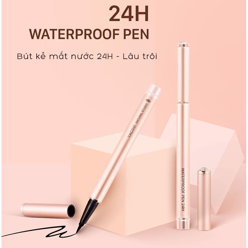 Bút Kẻ Mắt Nước Sắc Nét, Lâu Trôi Vacosi 24H Waterproof Pen 0.05mm 2g