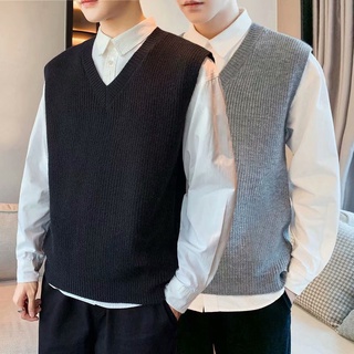 Áo Sweater Thể Thao Sát Nách Cổ Chữ v Bằng Len Kiểu Nhật Bản Cá Tính Cho Nam