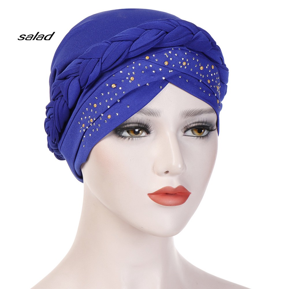 Mũ Turban Trùm Đầu Đính Đá Lấp Lánh Thời Trang Cho Phụ Nữ Hồi Giáo