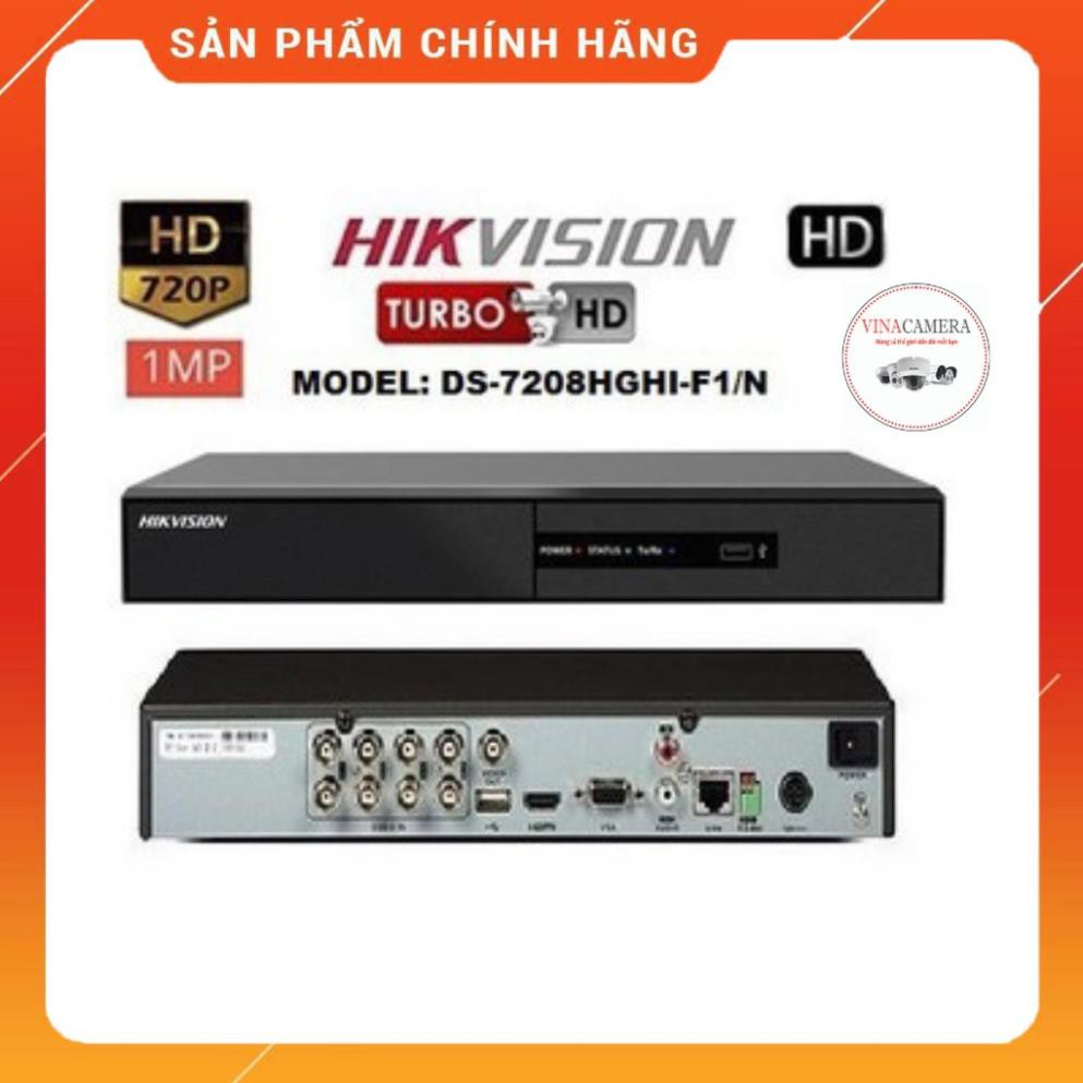 Đầu ghi hình Hikvision 8 kênh 7208HGHI-F1 3MP- vỏ sắt - CAM KẾT CHÍNH HÃNG