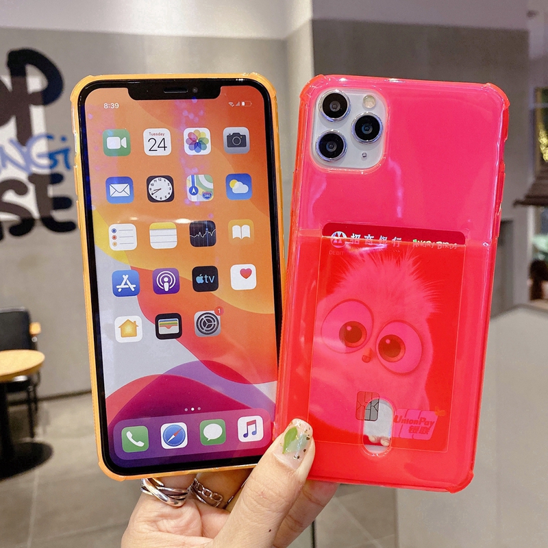 Ốp Điện Thoại Màu Dạ Quang Chống Sốc Có Ngăn Đựng Thẻ Cho Iphone 12 Pro Max 12 7 8 Plus Se 2020 X Xs Max Xr 11 Pro Max