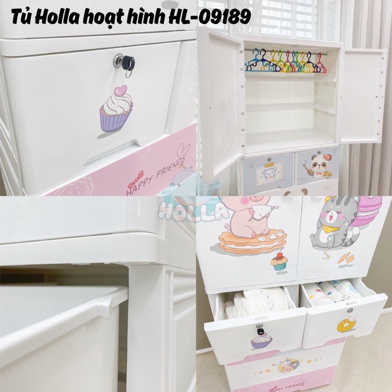 Tủ đựng quần áo 5 tầng cho bé Holla hoạt hình HL 09189