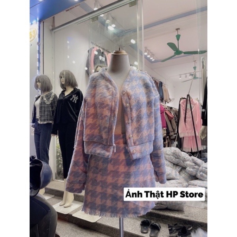 Sét áo dạ crotop mix chân váy kẻ xanh siêu hot hack tuổi (kèm ảnh thật) | BigBuy360 - bigbuy360.vn