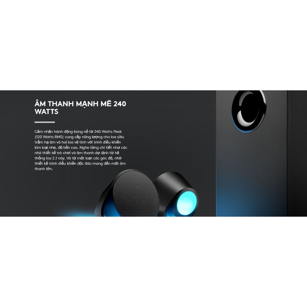 Loa chơi game Logitech G560 16.8 triệu màu RGB Lightsync Gaming, Công suất 240W, Âm thanh DTS X