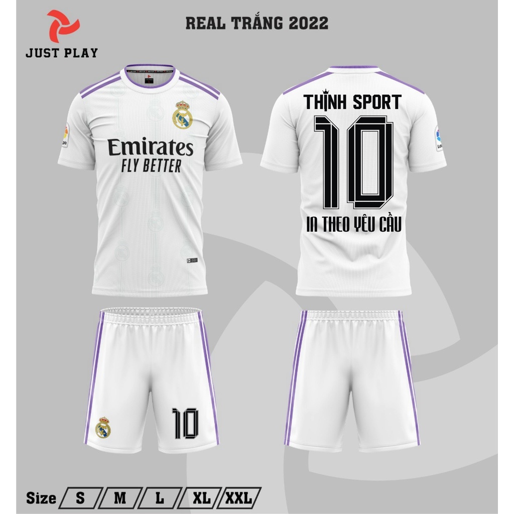 Áo đá banh CLB Real Madrid màu trắng tay ngắn mới nhất mùa 2020 - 2021 ùi