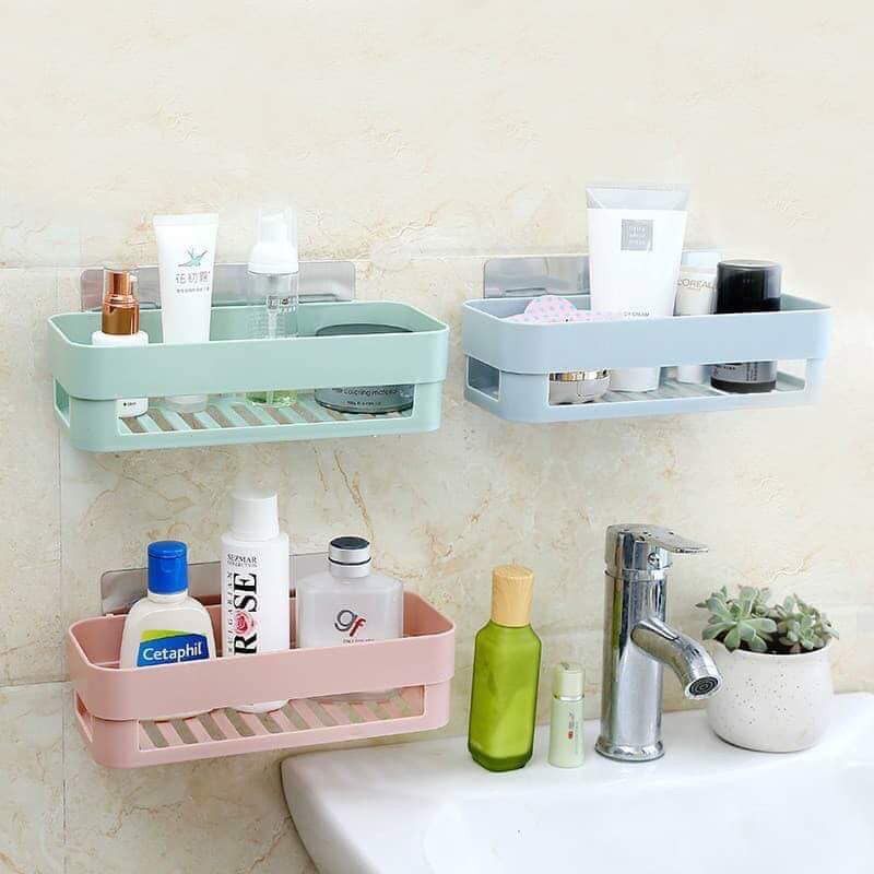 Kệ nhựa treo tường đựng đồ đa năng trang điểm, skincare, vật dụng nhà tắm, nhà bếp dán tường chịu lực