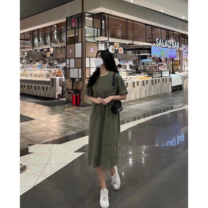 Đầm Vintage 3 Màu Nâu Rêu Và Đỏ Dáng Suông Váy Trơn Xuông Tay Lỡ Chất Thun Form Rộng Đẹp Bánh Bèo Cá Tính Ulzzang