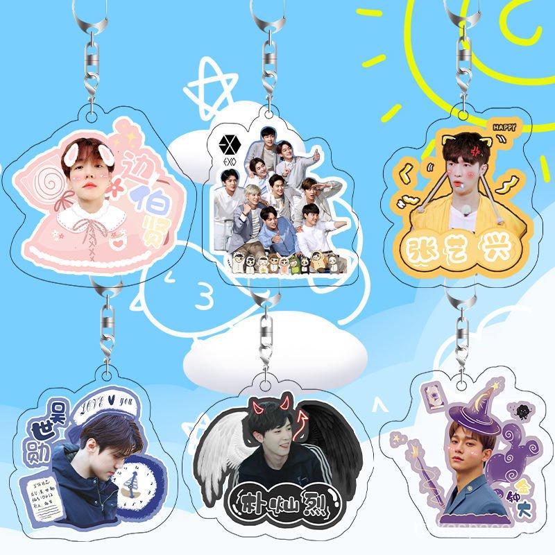Móc khóa acrylic hình EXOKeychain Wu Shixun Park Chanyeol Baek Hyun Zhang Yixing's Peripheral làm quà tặng sinh nhật cho nữ wu1