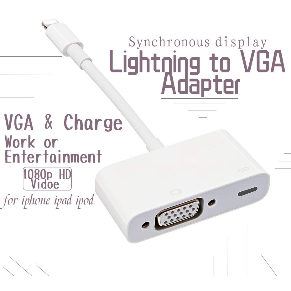 Bộ Chuyển Đổi Cổng Lightning Sang Vga + Lightning Cho Iphone / Ipad