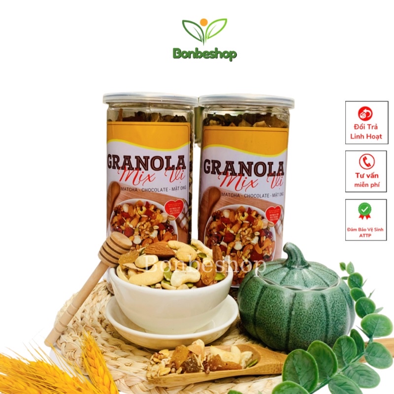 Hũ 500Gr Ngũ Cốc Granola Ăn Kiêng Siêu Hạt, Thơm, Giòn, Bổ Dưỡng