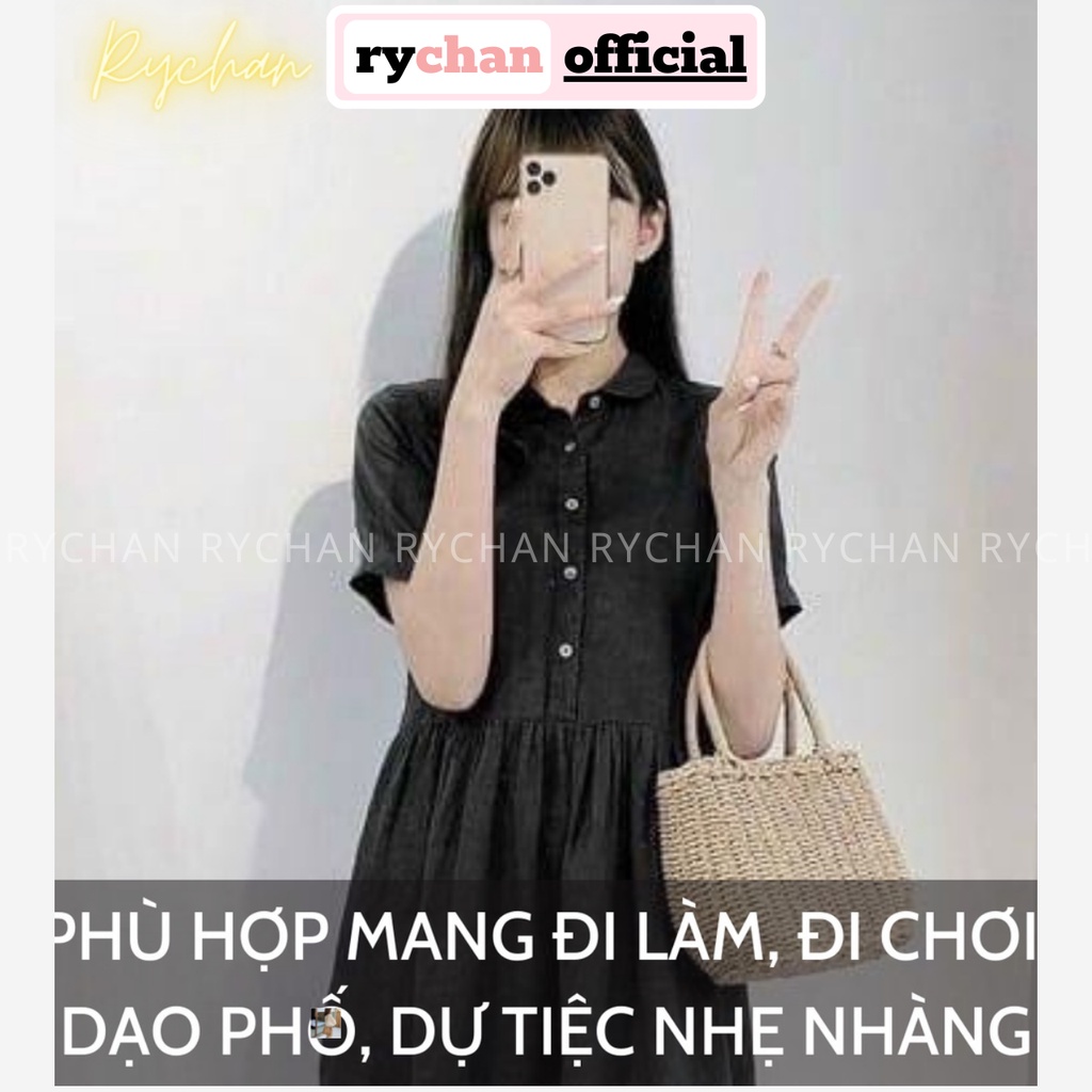 Đầm Babydoll Midi Sơ Mi Tay Ngắn Màu Xanh Mint Màu Đen - DX0156