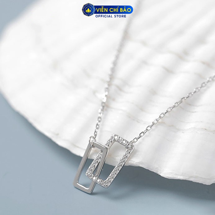 Dây chuyền bạc nữ Rectangle chất liệu bạc 925 thời trang phụ kiện trang sức nữ thương hiệu Viễn Chí Bảo D400070