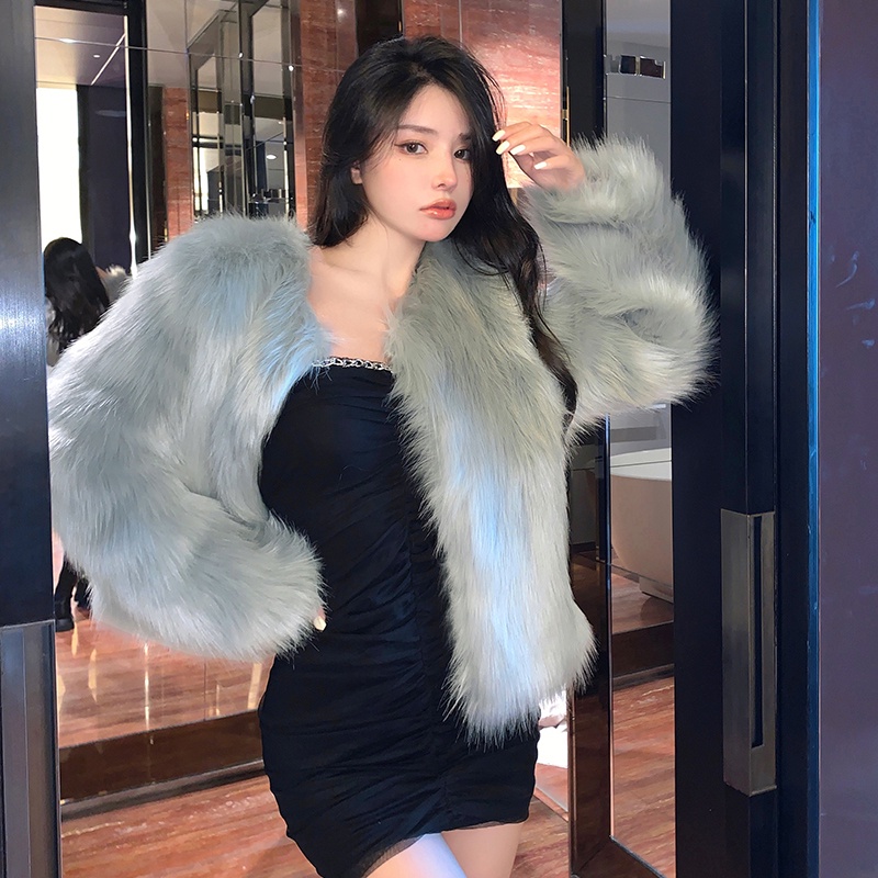 Áo Khoác Lông Cáo Nhân Tạo Dáng Ngắn Thời Trang Mùa Đông 2022