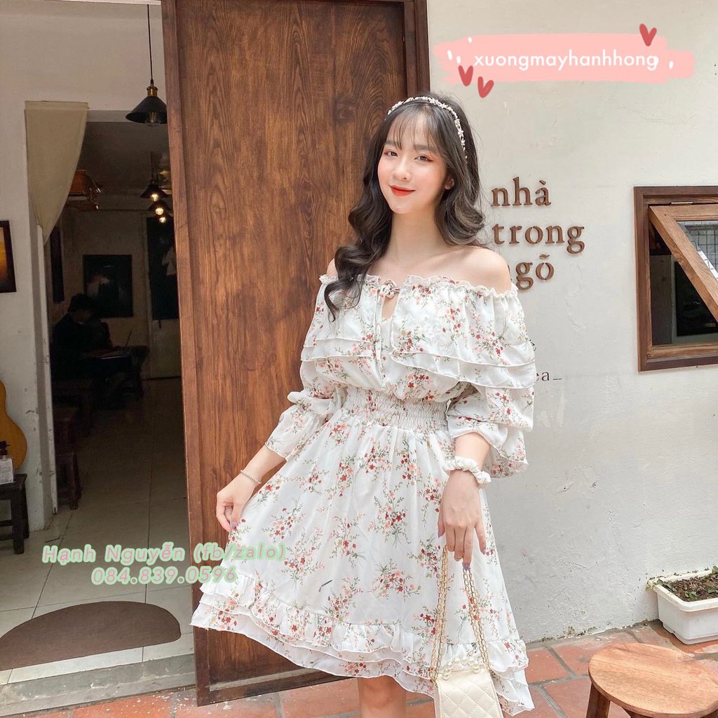 Đầm trễ vai ullzzang - Váy trễ vai nơ lưng chất tafta có sẵn đệm mút ảnh thật | BigBuy360 - bigbuy360.vn