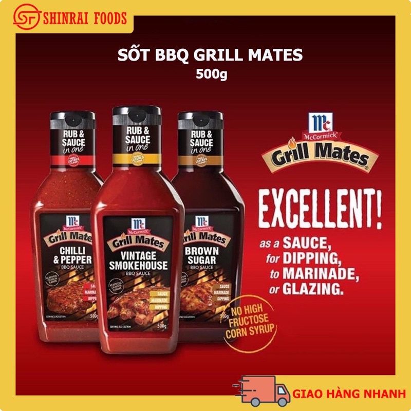 Sốt ướp thịt nướng BBQ Grill Mates- Sốt ướp thịt Thái Lan chai 500gr