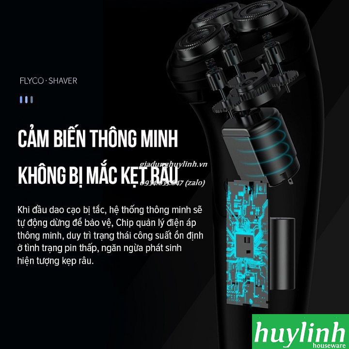 Máy cạo râu Flyco FS197VN - Sạc nhanh 1h + 3 lưỡi + chống nước IPX7