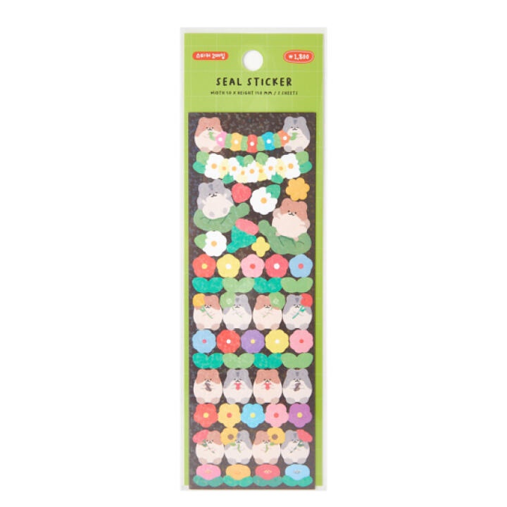 Set 2 Tấm Sticker ARTBOX Hàn Quốc Hình Chuột Hamster Và Hoa Xinh Xắn