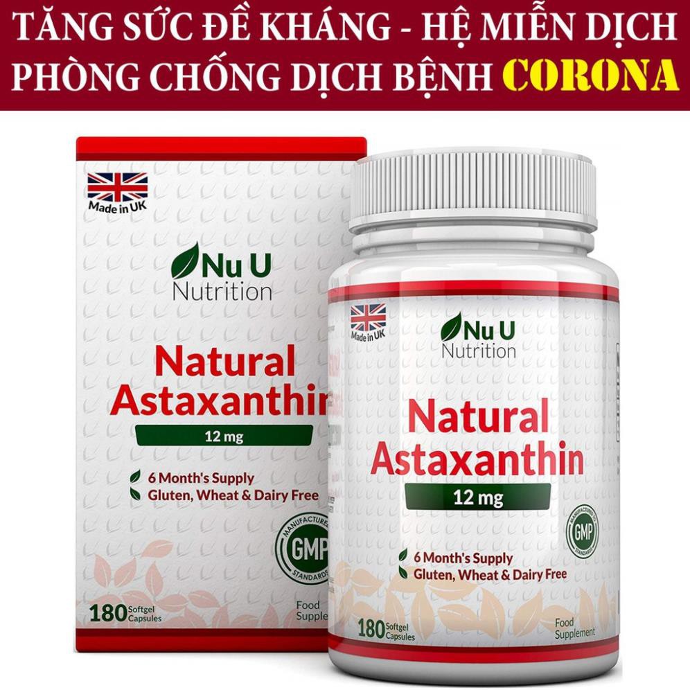 Thực Phẩm Bổ Sung NuU ASTAXANTHIN 12mg- Tăng Cường Hệ Miễn Dịch, Sức Đề Kháng (180 Viên)