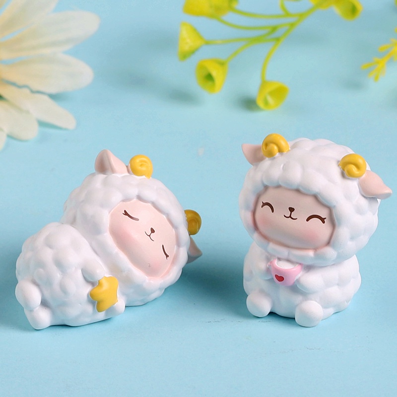 Set 4 mô hình cừu Dory biểu cảm dễ thương đáng yêu trang trí nhà cửa,góc học tập, bàn làm việc quà tặng bạn bè-Ráp
