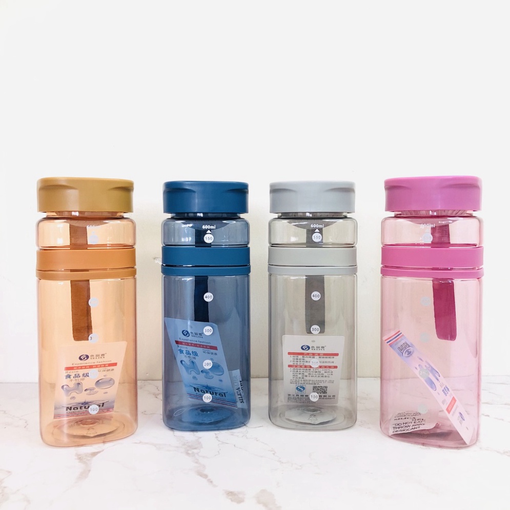 Bình nước gym, bình đựng nước thể thao 600ml mẫu đẹp nhựa an toàn