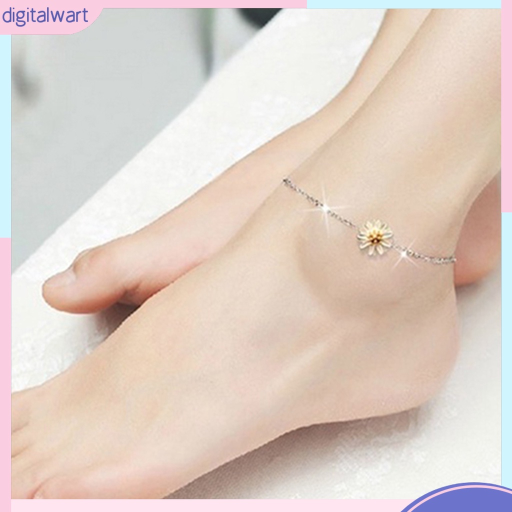 Lắc chân mạ bạc hình hoa cúc dễ thương