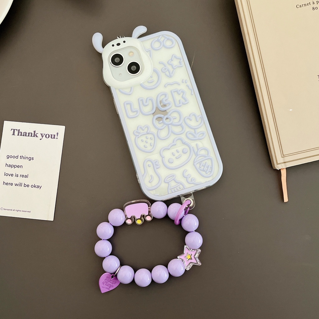 Ốp Điện Thoại Tpu Silicon Mềm Trong Suốt Hình Tai Động Vật 3D Đính Ngọc Trai Cho iphone 13 12 11 Pro XS Max X XR
