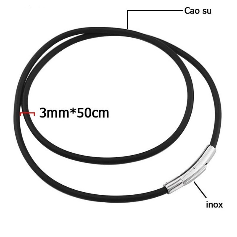 Vòng cổ nam nữ dây cao su khoá bấm inox Hàn Quốc sang chảnh bền đẹp