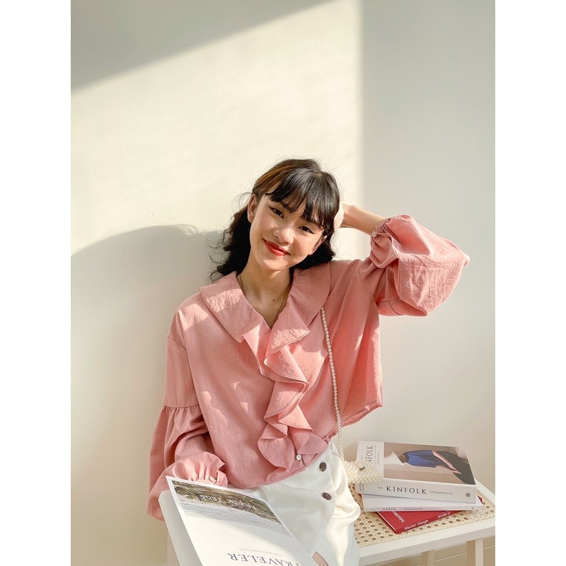 Áo chất xô cổ bèo LEN clothing 3 màu 7489