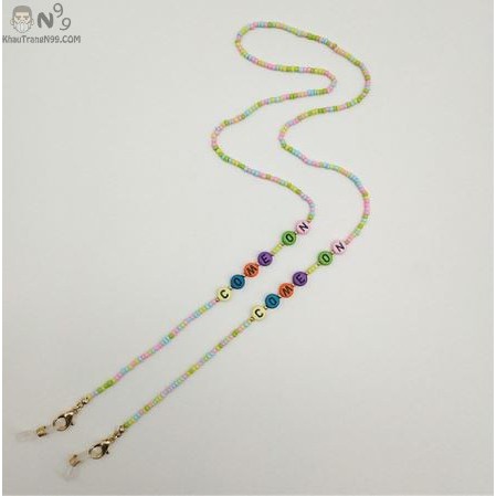Dây đeo khẩu trang Hàn Quốc chuỗi hạt nhiều màu đính chữ, hình hoạt hình 4d, hình thú cao cấp