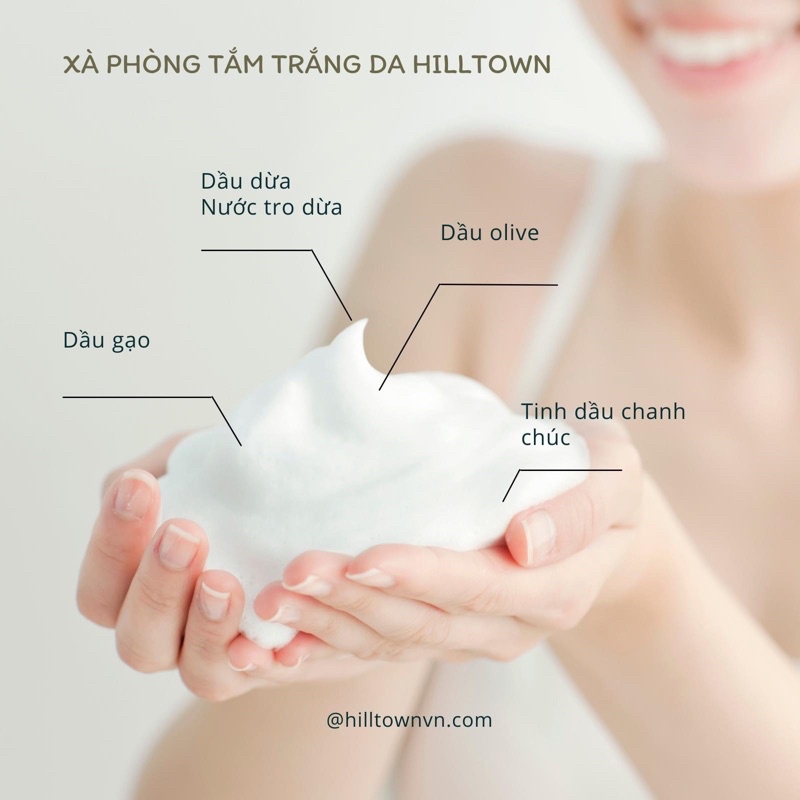 Xà phòng tắm trắng da dầu gạo tinh dầu chanh chúc Hiltown giúp trắng da, trọng lượng 100g, hạn sử dụng 12 tháng
