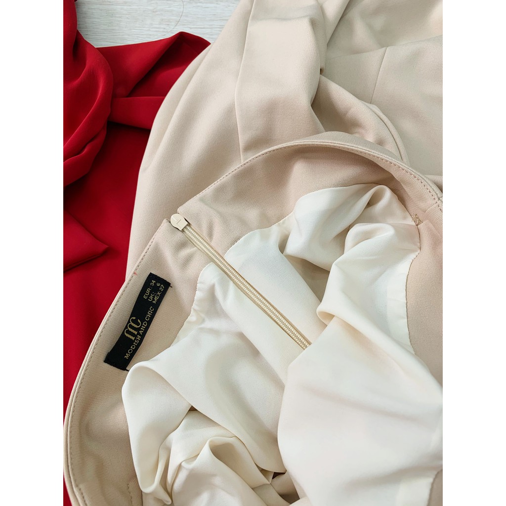 Set bộ nữ công sở Áo sơ mi đỏ, chân váy kem S048 - MC phân phối chính thức